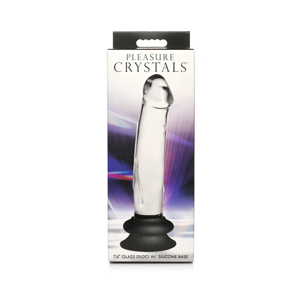 Pleasure Crystals 7.6 in. Glass Dildo with Silicone Base - TruLuv Novelties
