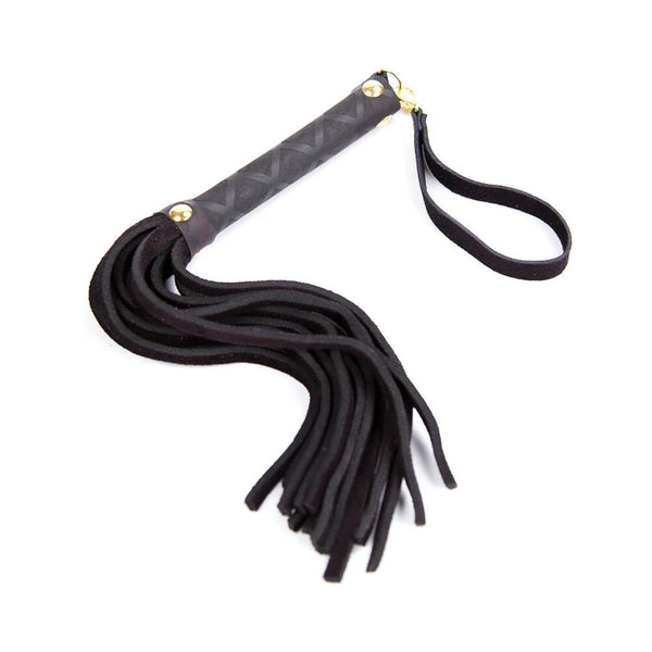 Ple'sur 11 in. Mini Leather Flogger Black - TruLuv Novelties