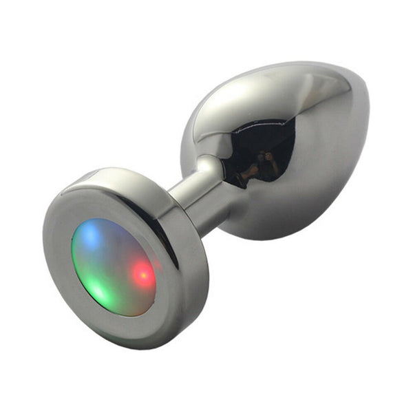 Ple'sur 3 - Setting LED Light - Up Metal Anal Plug Small - TruLuv Novelties