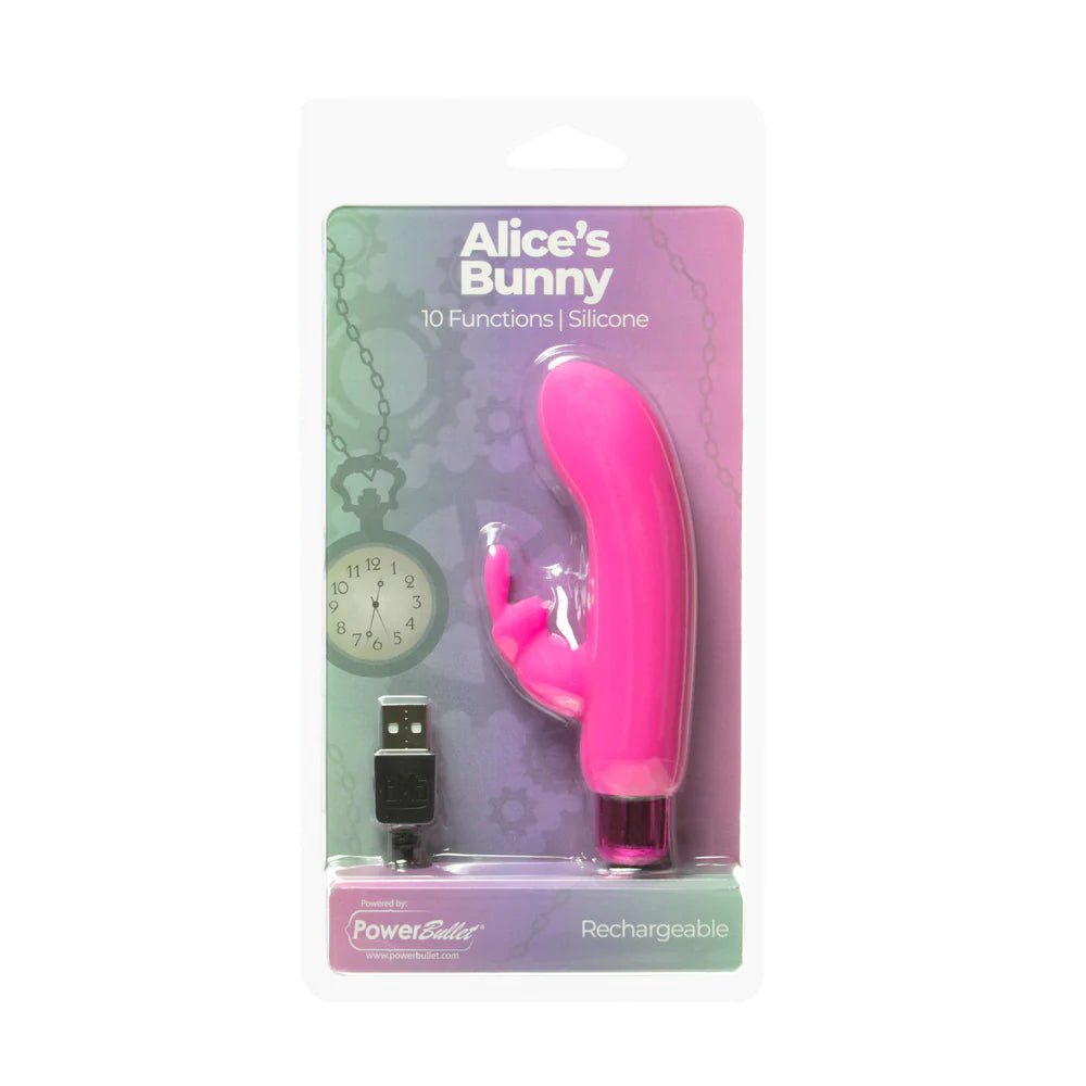 Powerbullet Alice's Bunny Rechargeable Bullet Vibrator with Silicone Rabbit Sleeve Pink - TruLuv Novelties