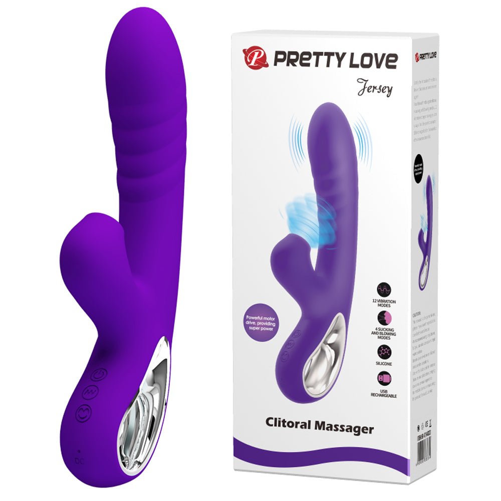 Pretty Love Jersey Sucking and Vibrating Rabbit - Purple - TruLuv Novelties