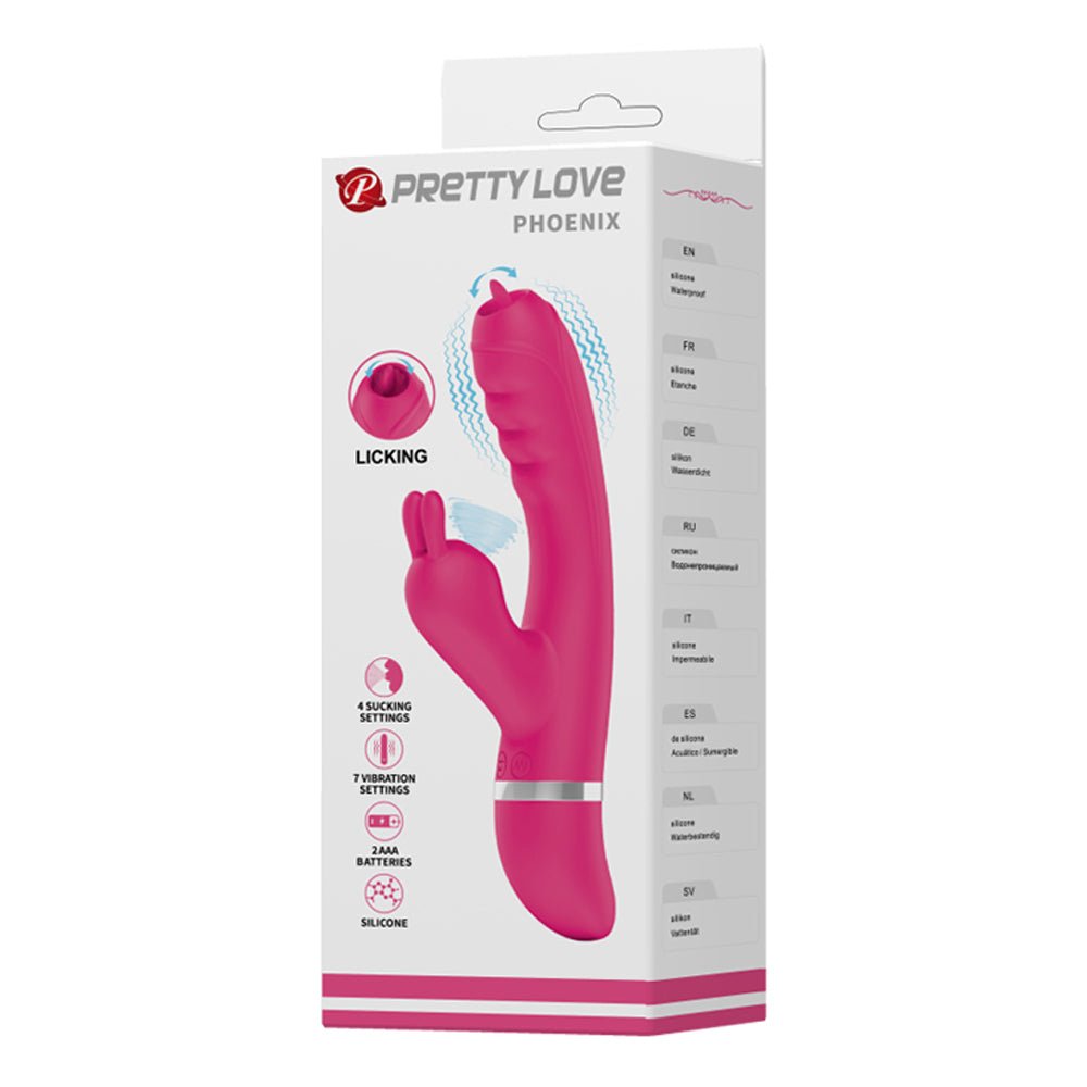 Pretty Love Phoenix Licking Rabbit - Pink - TruLuv Novelties