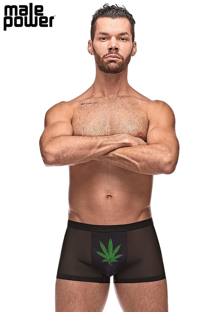 Private Screening Pot Leaf Pouch Short Black - TruLuv Novelties