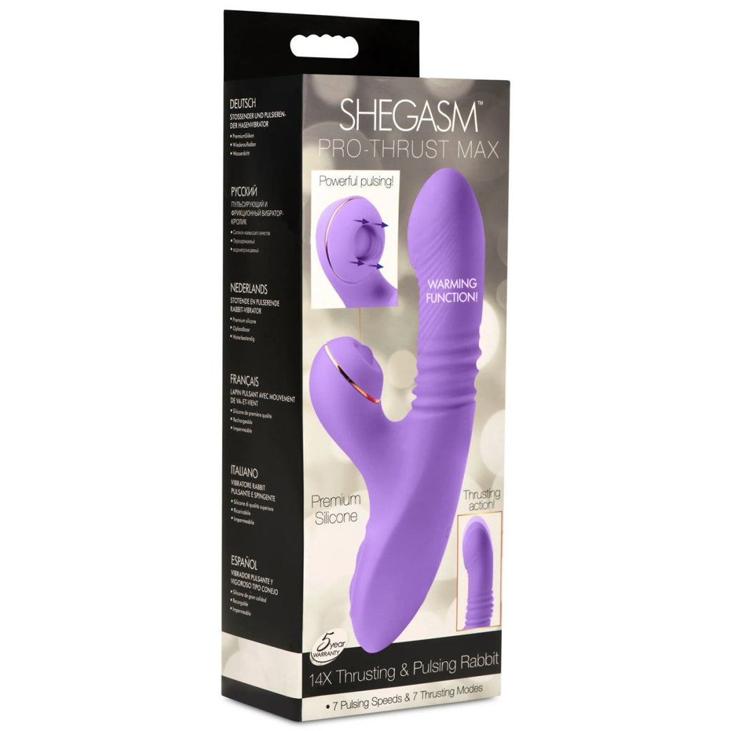 Pro-Thrust Max 14x Thrusting and Pulsing Silicone Rabbit - Purple - TruLuv Novelties