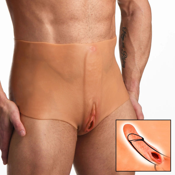 Pussy Panties Silicone Vagina Plus Ass Panties - Medium - TruLuv Novelties