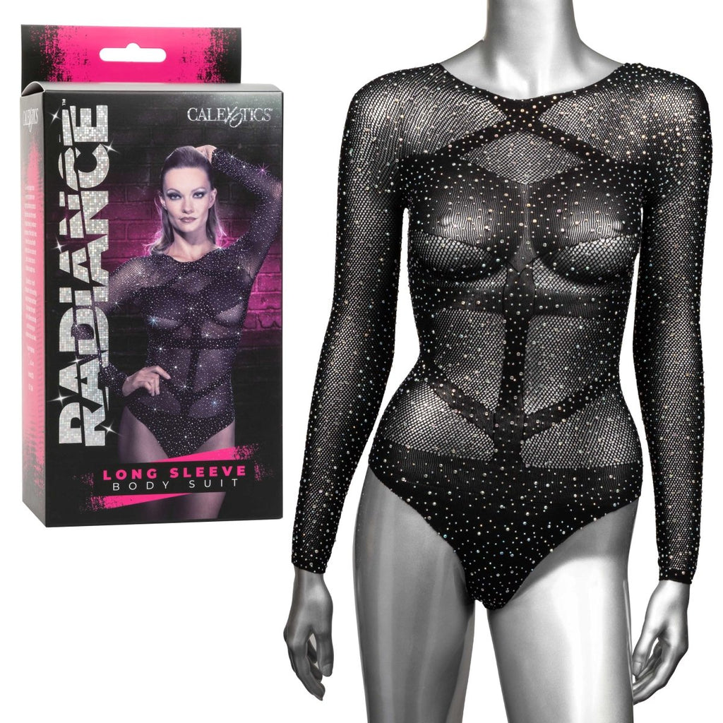 Radiance Long Sleeve Body Suit - One Size - Black - TruLuv Novelties