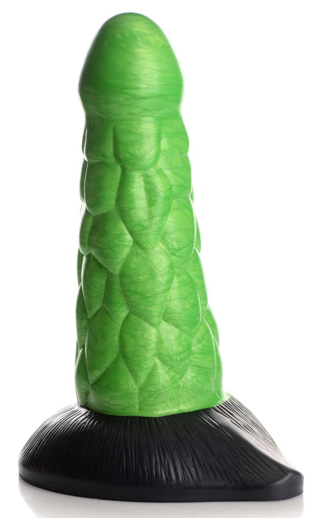 Radioactive Reptile Thick Scaly Silicone Dildo - Green - TruLuv Novelties