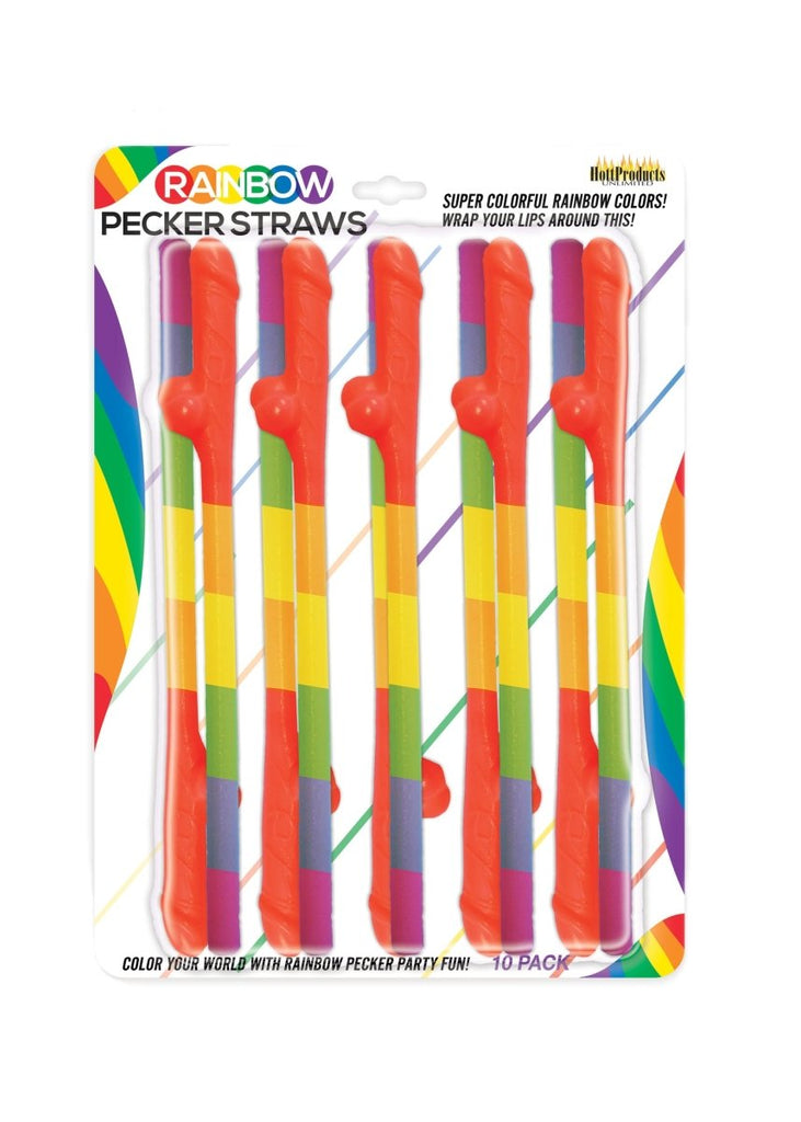 Rainbow Pecker Straws - 10 Pack - TruLuv Novelties