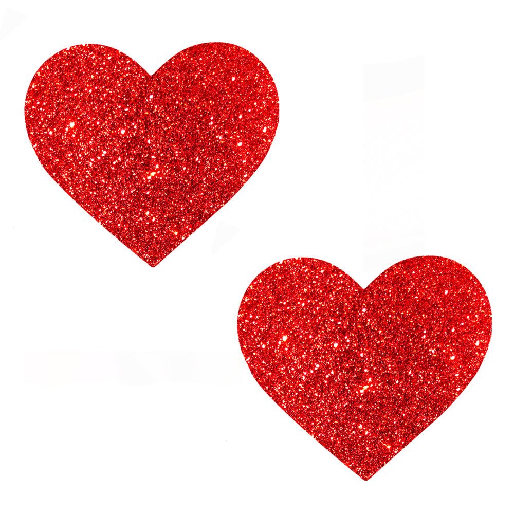 Ravish Me Red Glitter I Heart U Nipztix Pasties - TruLuv Novelties