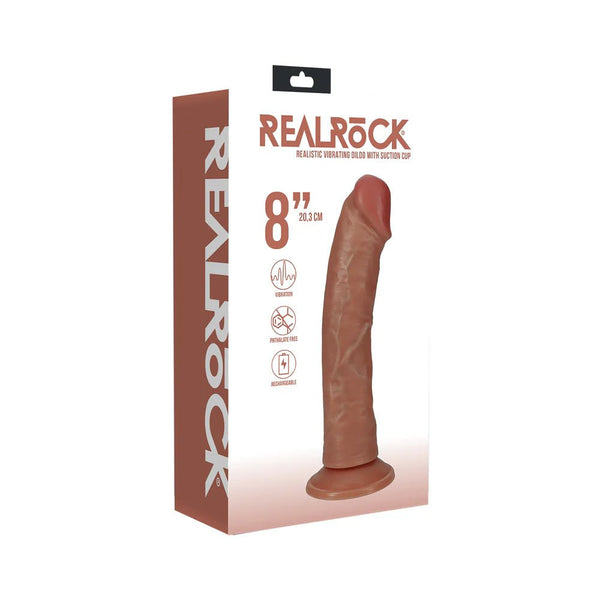 RealRock 8 in. Vibrating Cock Regular Curved Tan - TruLuv Novelties