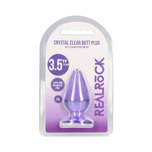 RealRock Crystal Clear 3.5 in. Anal Plug Purple - TruLuv Novelties