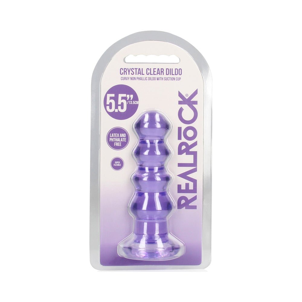 RealRock Crystal Clear Curvy 5.5 in. Dildo/Plug Purple - TruLuv Novelties