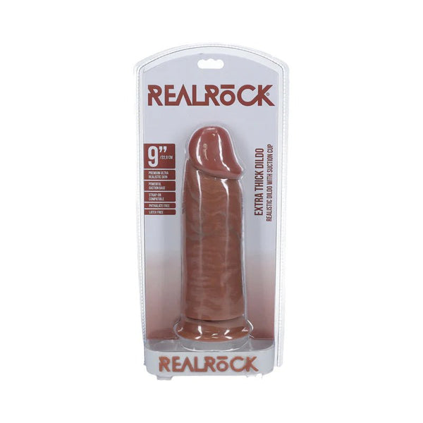 RealRock Extra Thick 9 in. Dildo Tan - TruLuv Novelties