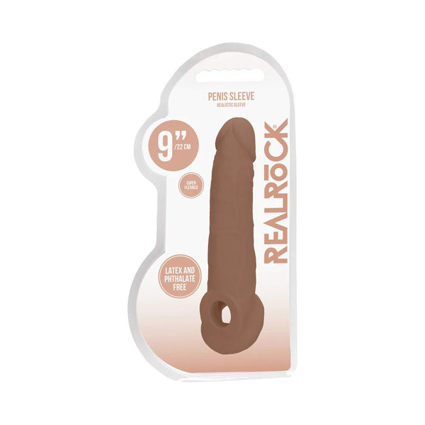 RealRock Realistic 9 in. Penis Sleeve Extender Sling Tan - TruLuv Novelties