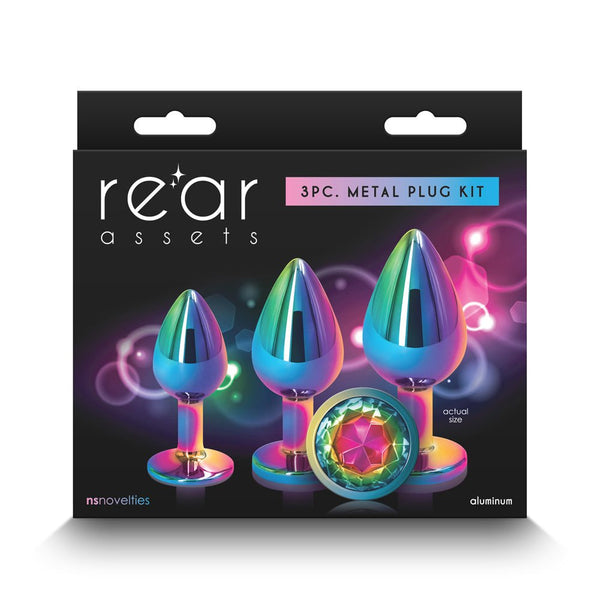 Rear Assets 3 - Piece Metal Plug Kit Multicolor/Rainbow - TruLuv Novelties
