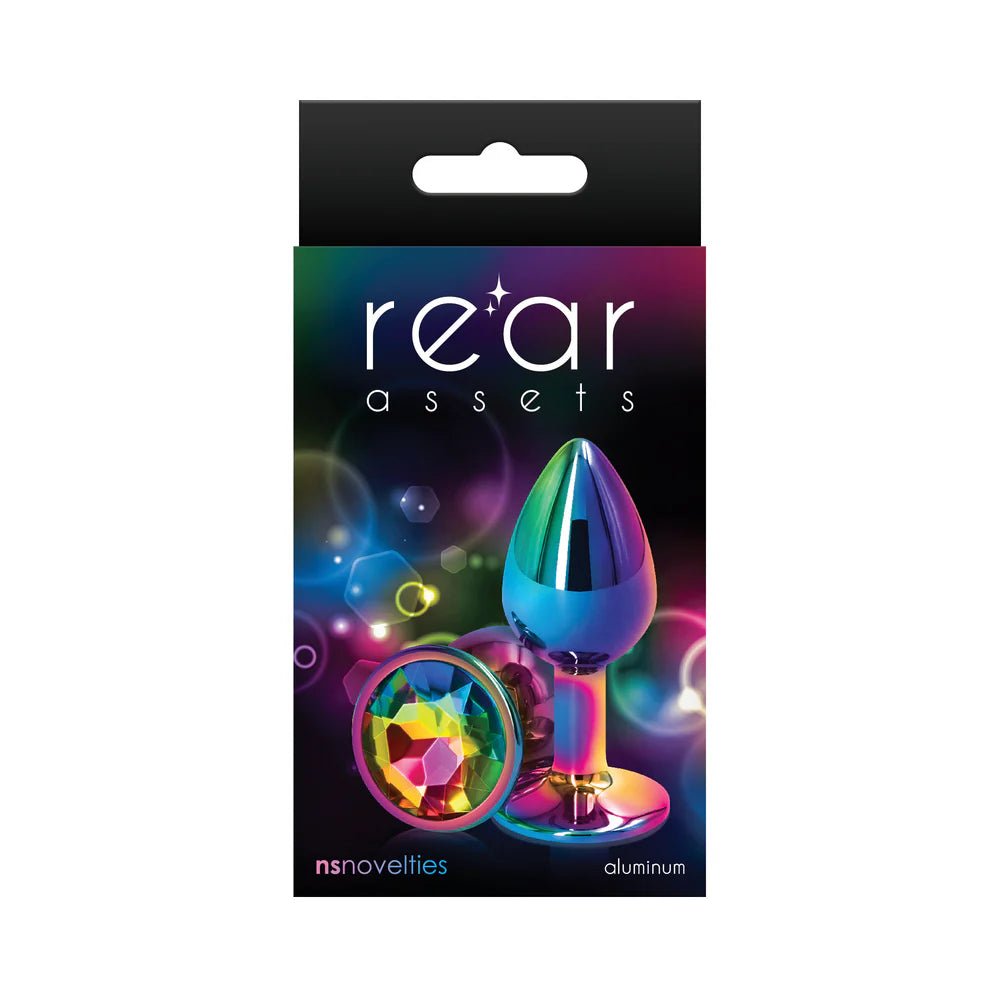 Rear Assets Metal Anal Plug Small Multicolor/Rainbow - TruLuv Novelties