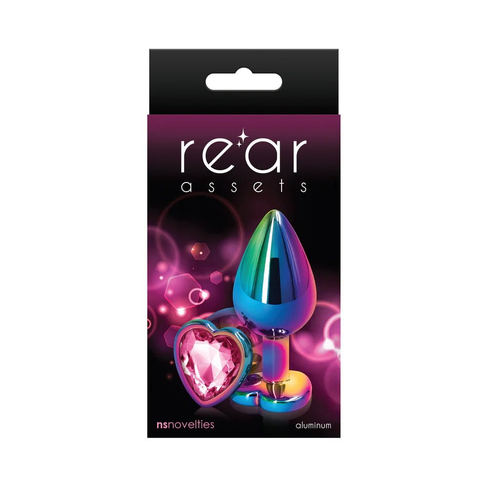 Rear Assets Metal Heart Plug Medium Multicolor/Pink - TruLuv Novelties