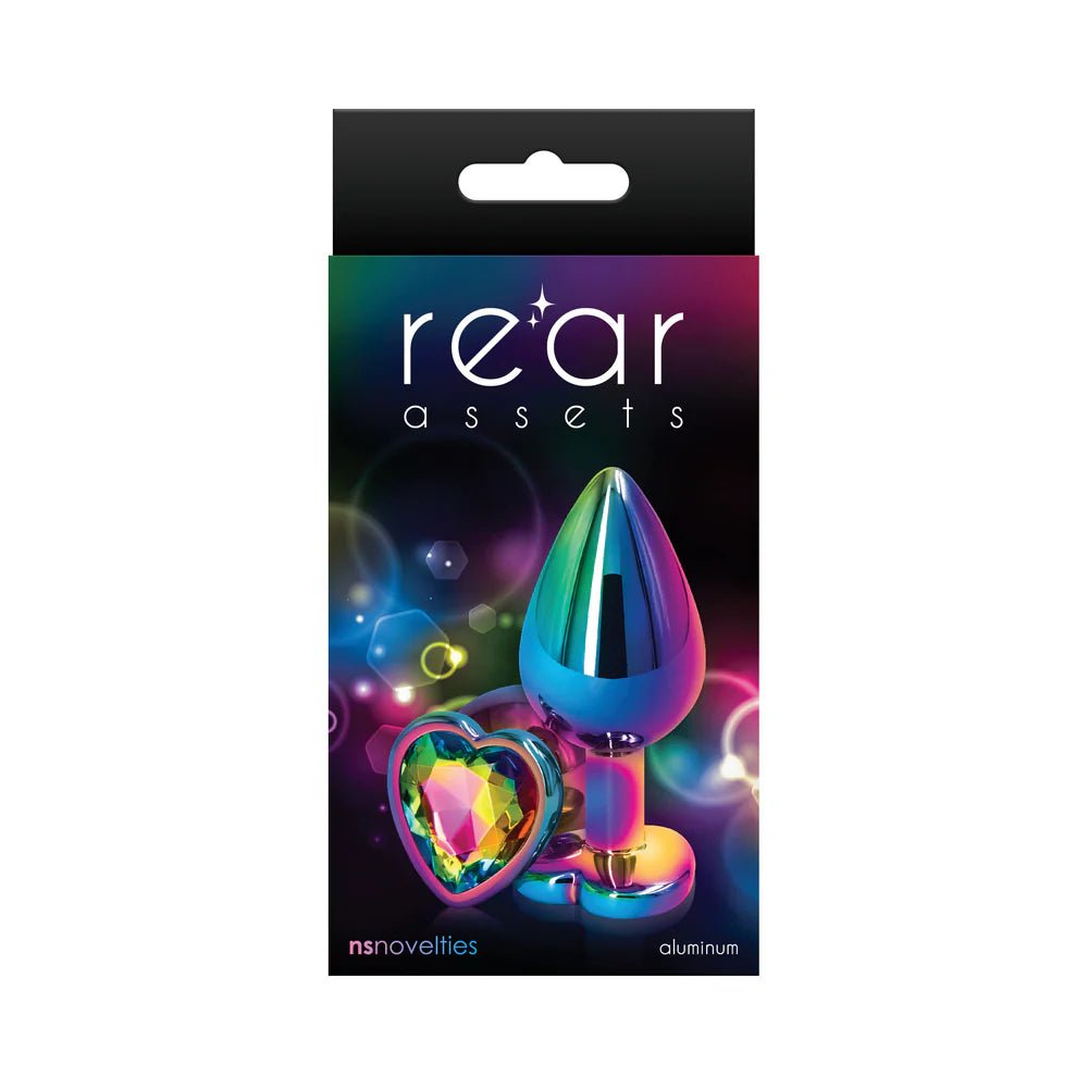 Rear Assets Metal Heart Plug Medium Multicolor/Rainbow - TruLuv Novelties