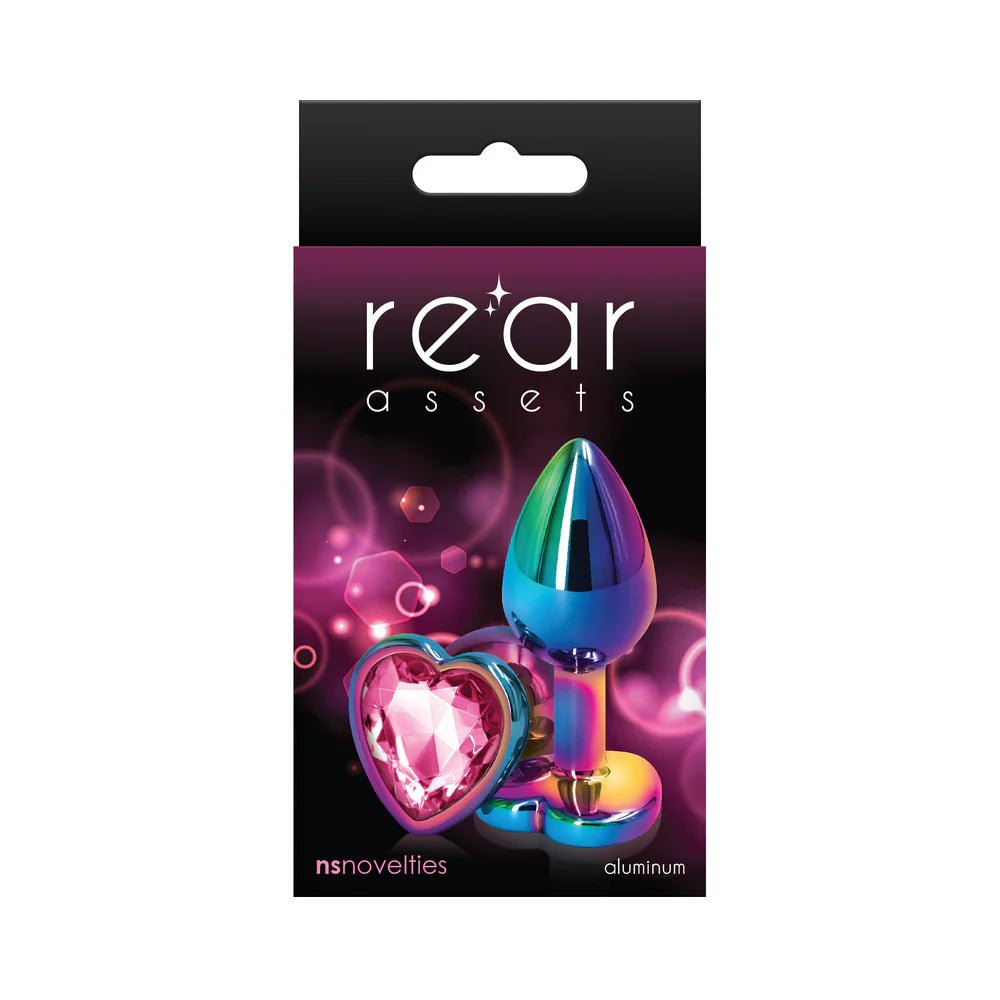 Rear Assets Metal Heart Plug Small Multicolor/Pink - TruLuv Novelties