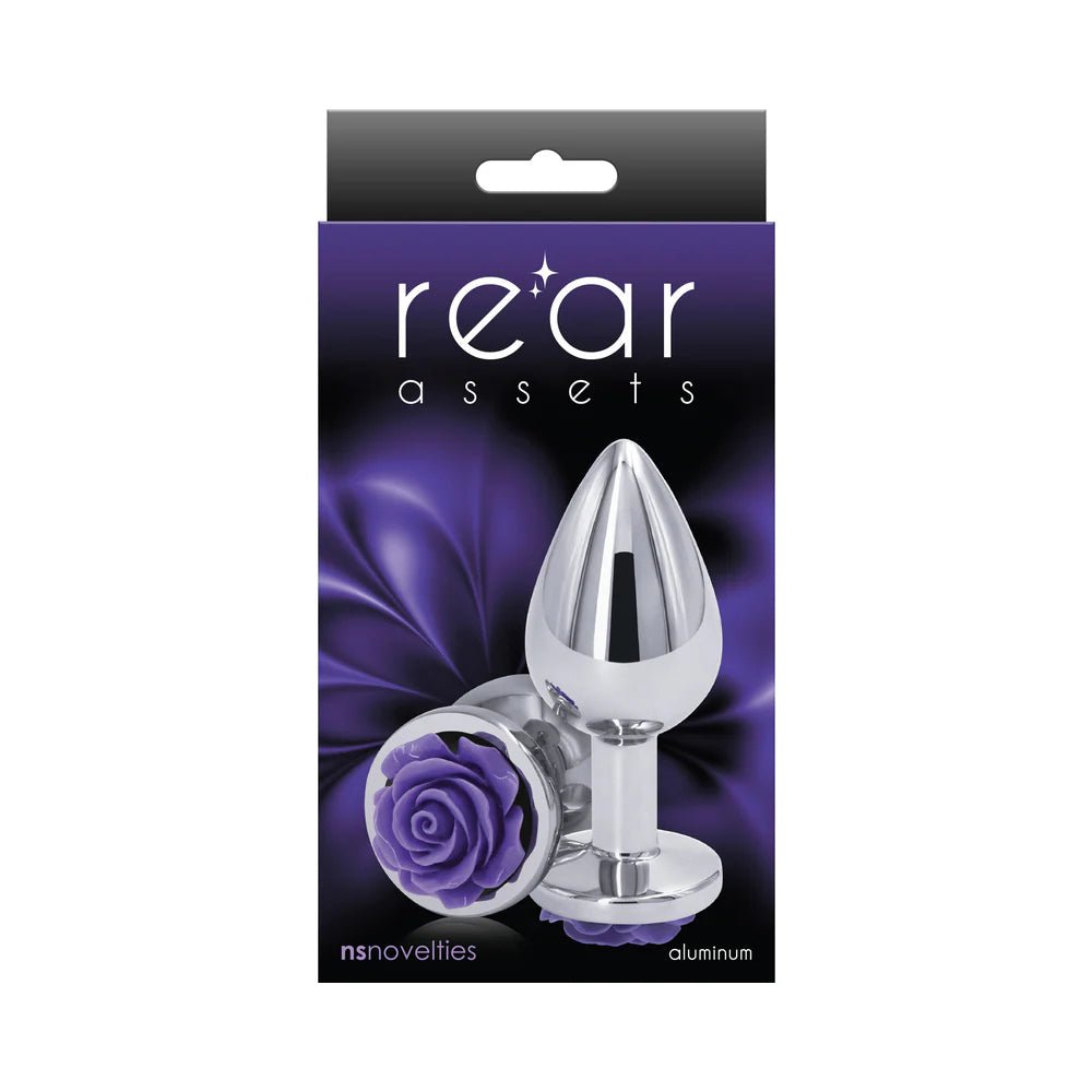Rear Assets Rose Anal Plug Medium Purple - TruLuv Novelties