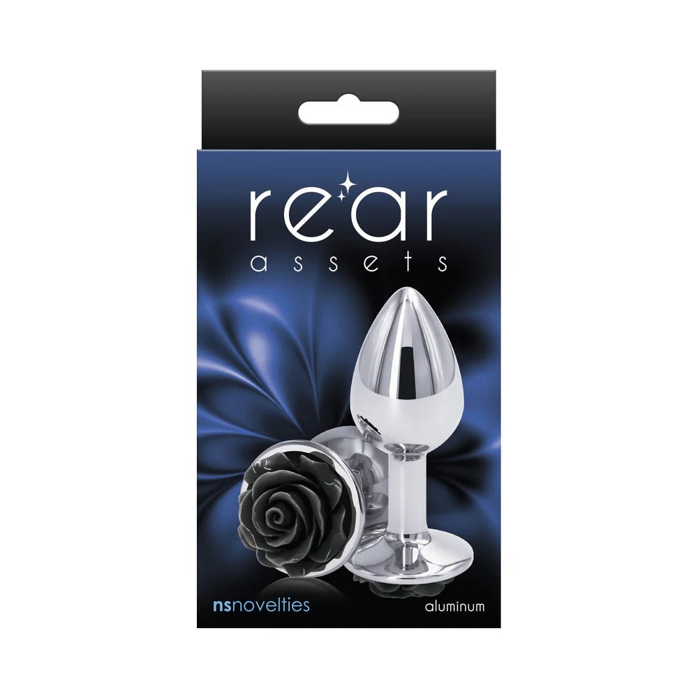 Rear Assets Rose Anal Plug Small Black - TruLuv Novelties