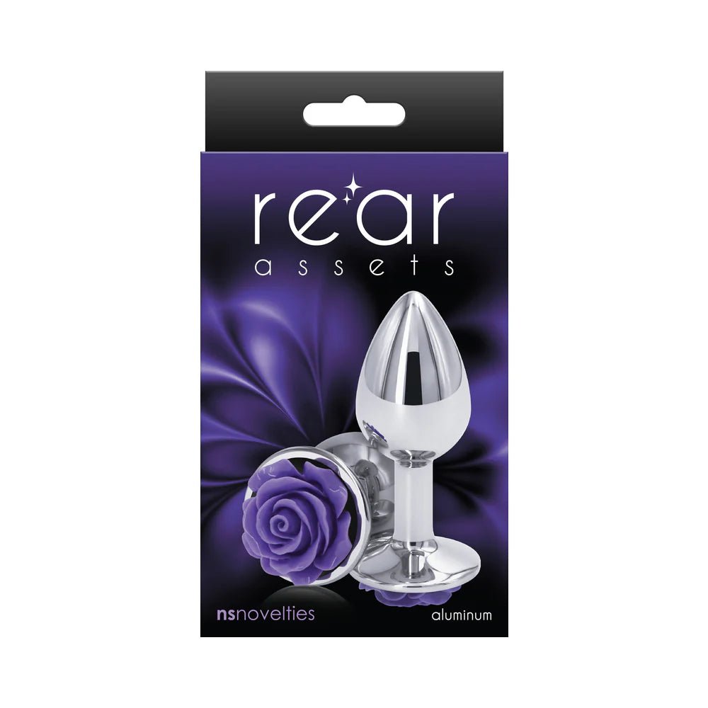 Rear Assets Rose Anal Plug Small Purple - TruLuv Novelties