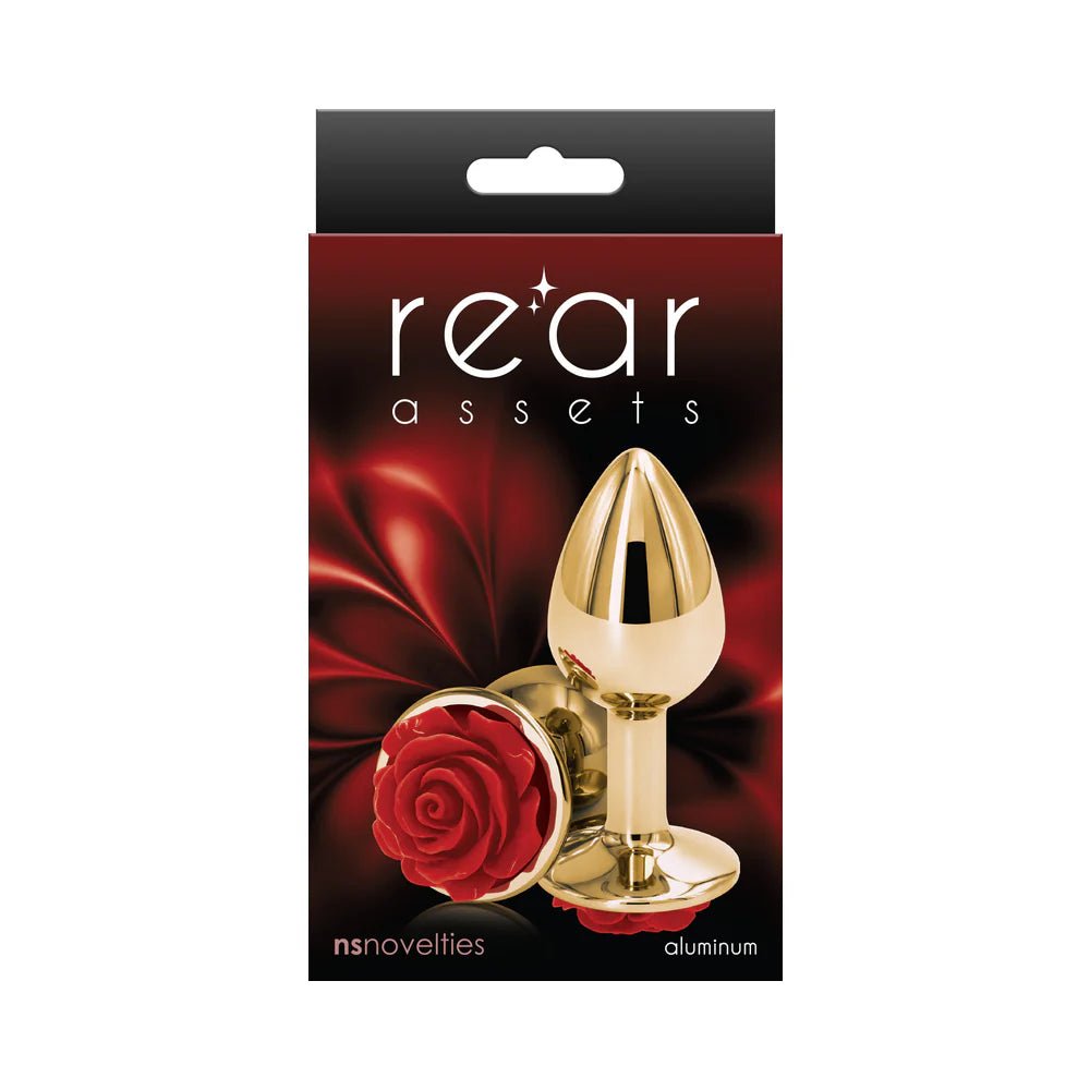 Rear Assets Rose Anal Plug Small Red - TruLuv Novelties