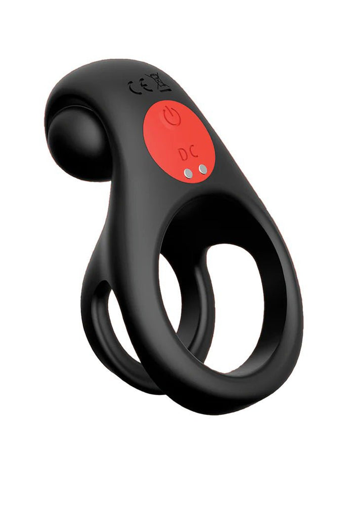 Red Dot Vibrating Cock Ring V2 With Remote - Black/red - TruLuv Novelties