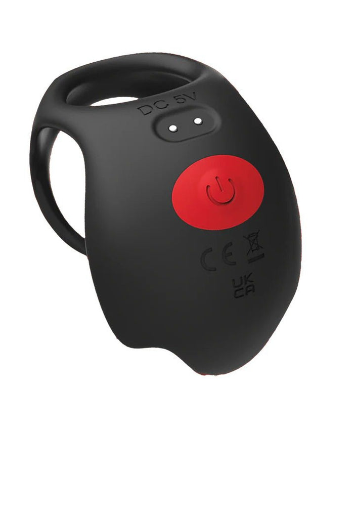Red Dot Vibrating Cock Ring V3 With Remote - Black/red - TruLuv Novelties