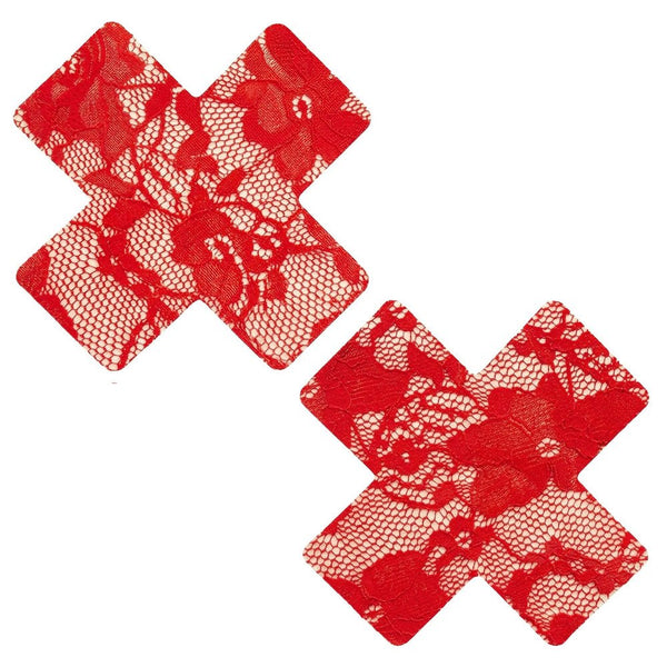 Red Lace X Nipple Cover Pasties - TruLuv Novelties