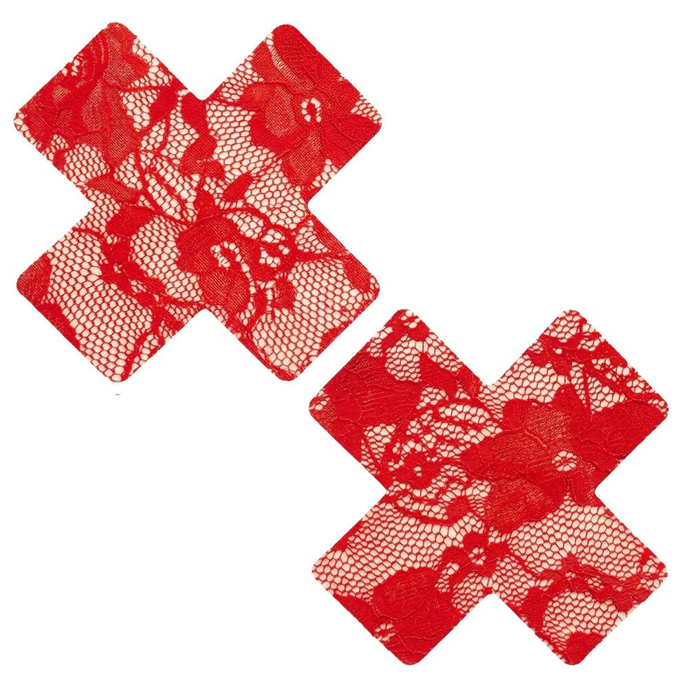 Red Lace X Nipple Cover Pasties - TruLuv Novelties