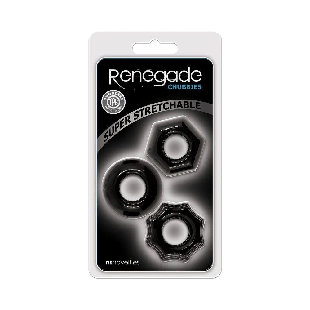Renegade Chubbies Cock Rings 3 - Pack Black - TruLuv Novelties