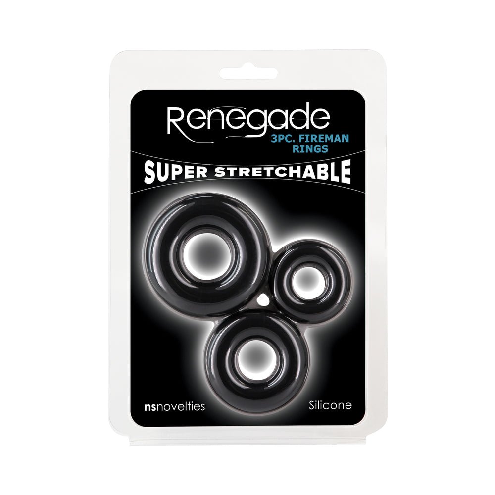 Renegade Fireman Rings 3-Piece Cock Ring Kit Black - TruLuv Novelties