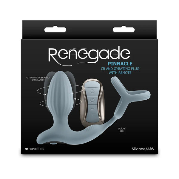 Renegade Pinnacle Rechargeable Cockring and Gyrating Plug with Remote Gray - TruLuv Novelties