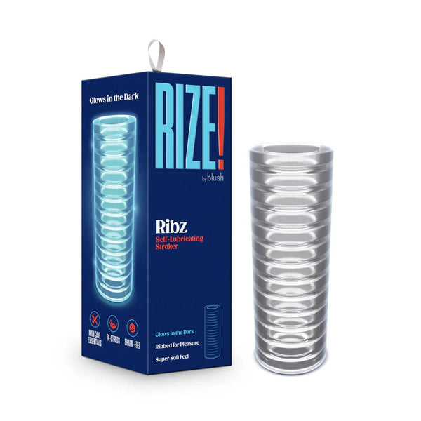 RIZE! Ribz Glow in the Dark Self - Lubricating Stroker Clear - TruLuv Novelties