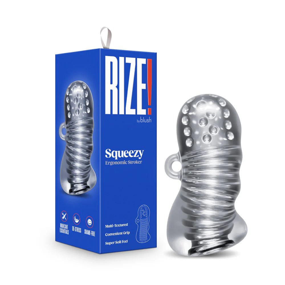 RIZE! Squeezy Ergonomic Stroker Clear - TruLuv Novelties