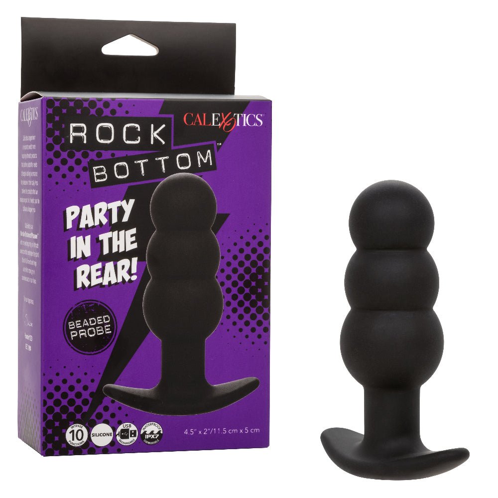 Rock Bottom Beaded Probe - Black - TruLuv Novelties
