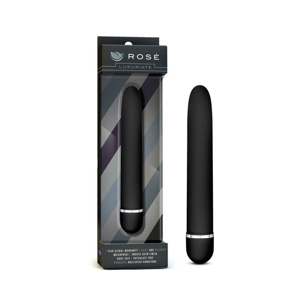 Rose Luxuriate Classic Slimline Vibrator Black - TruLuv Novelties
