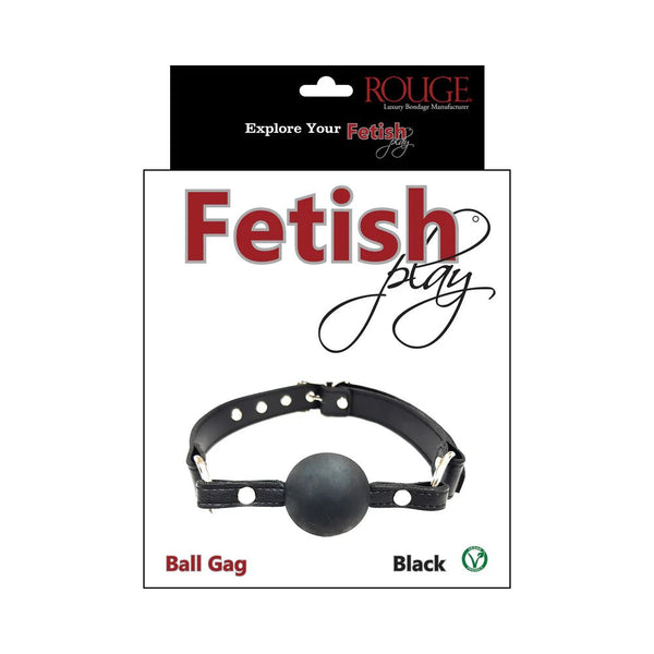 Rouge Fetish Play Vegan Ball Gag Black - TruLuv Novelties