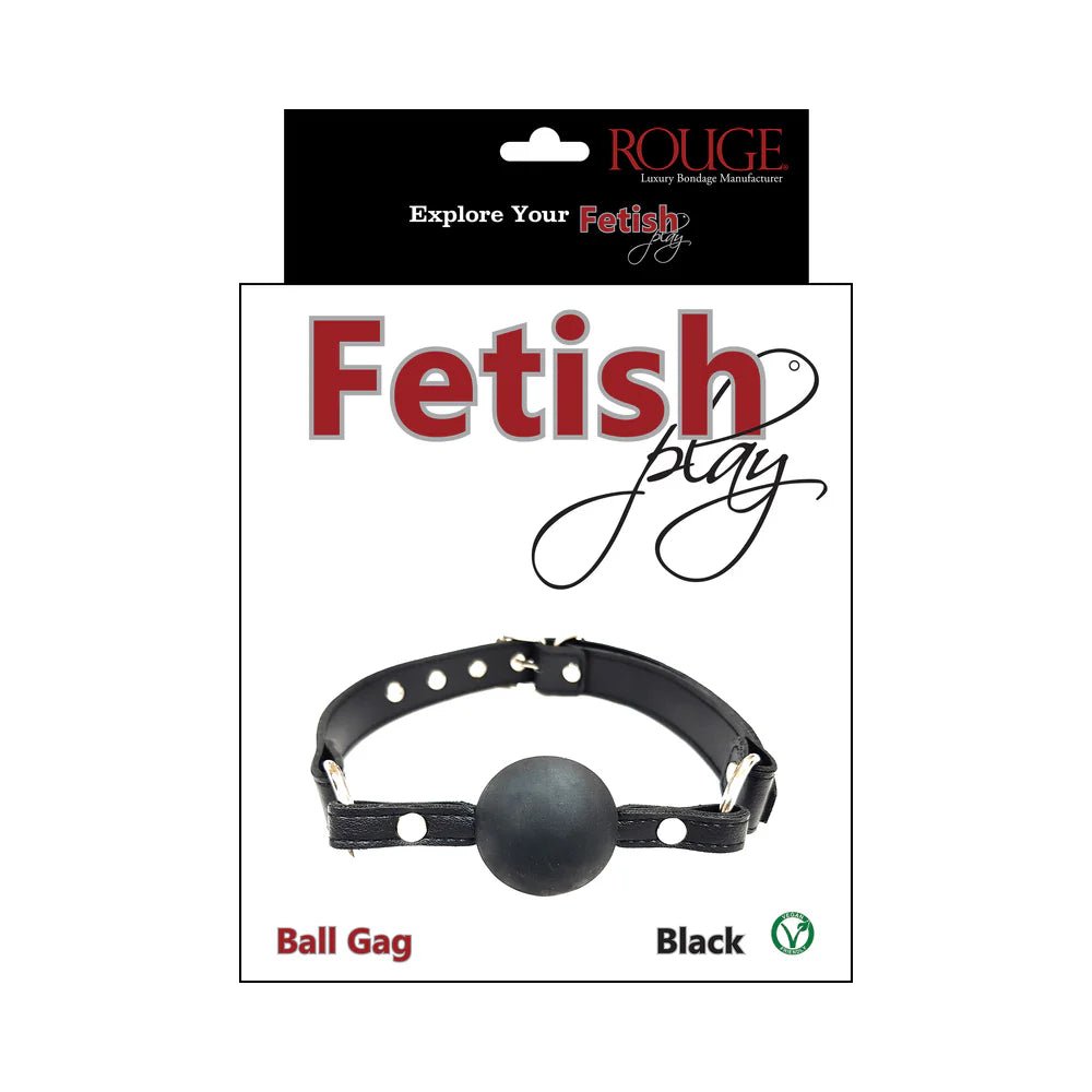 Rouge Fetish Play Vegan Ball Gag Black - TruLuv Novelties