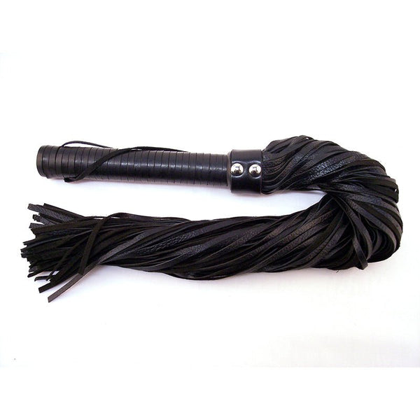Rouge Flogger, Leather w/Leather Handle Black - TruLuv Novelties