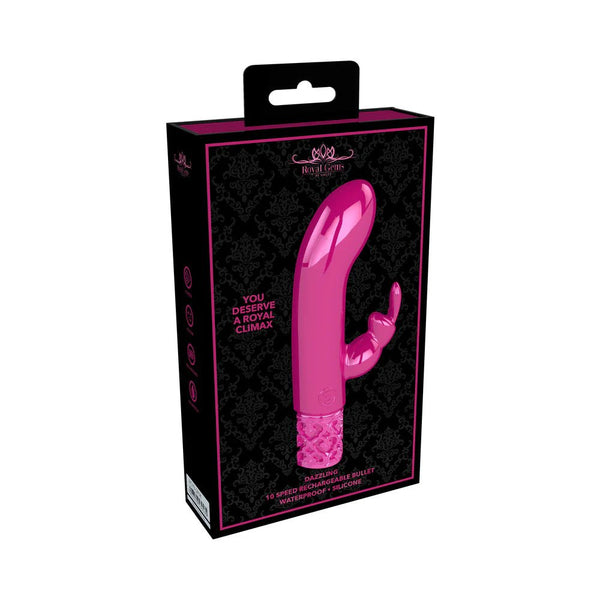 Royal Gems Dazzling Rechargeable Silicone Miniature Rabbit Vibrator Pink - TruLuv Novelties