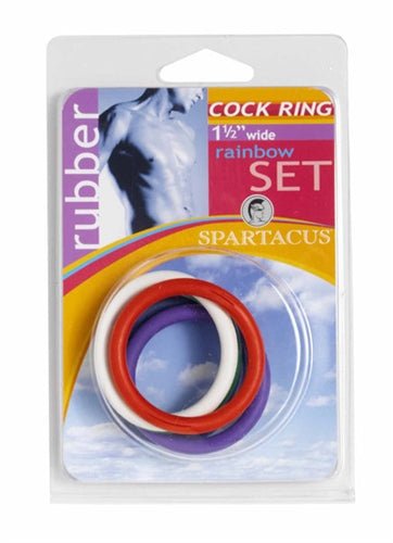 Rubber C - Ring Set - 1.5 Inches - Rainbow - TruLuv Novelties