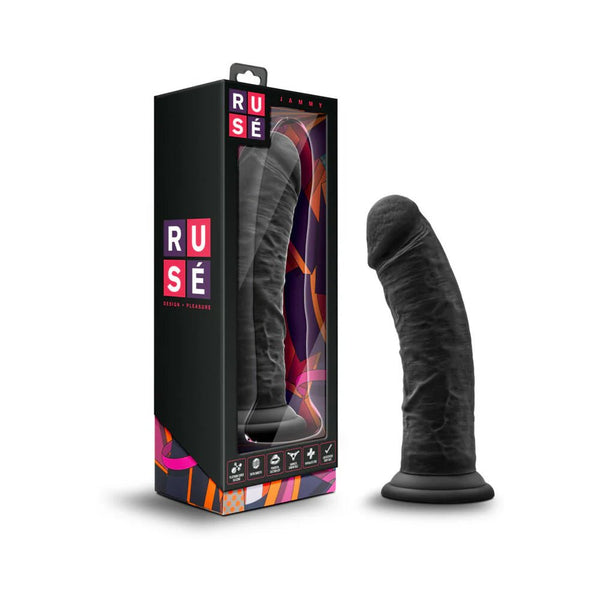 Ruse Jammy Realistic 8 in. Silicone Dildo Black - TruLuv Novelties