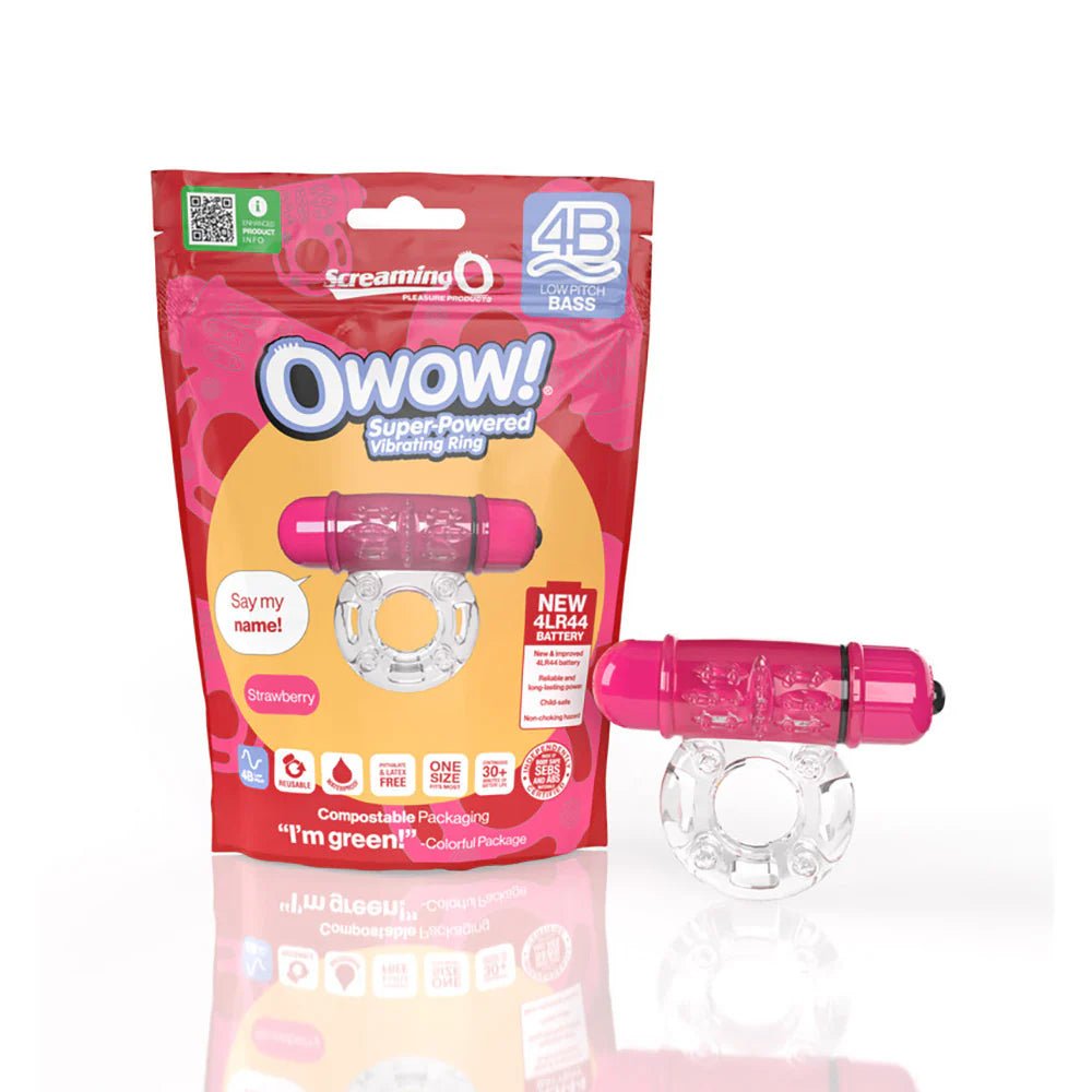 Screaming O 4B OWow Vibrating Cockring Strawberry - TruLuv Novelties