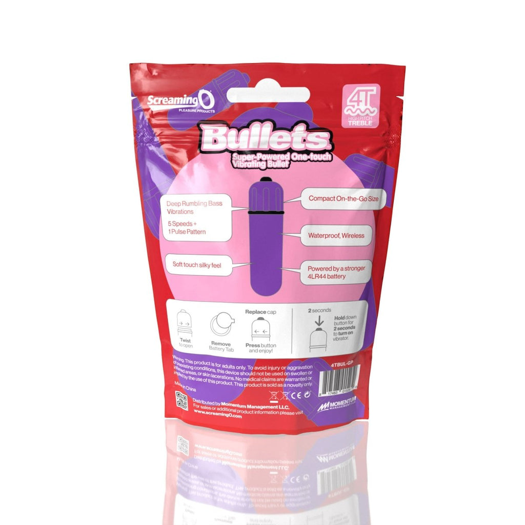 Screaming O 4t - Bullet - Super Powered One Touch Vibrating Bullet - Grape - TruLuv Novelties