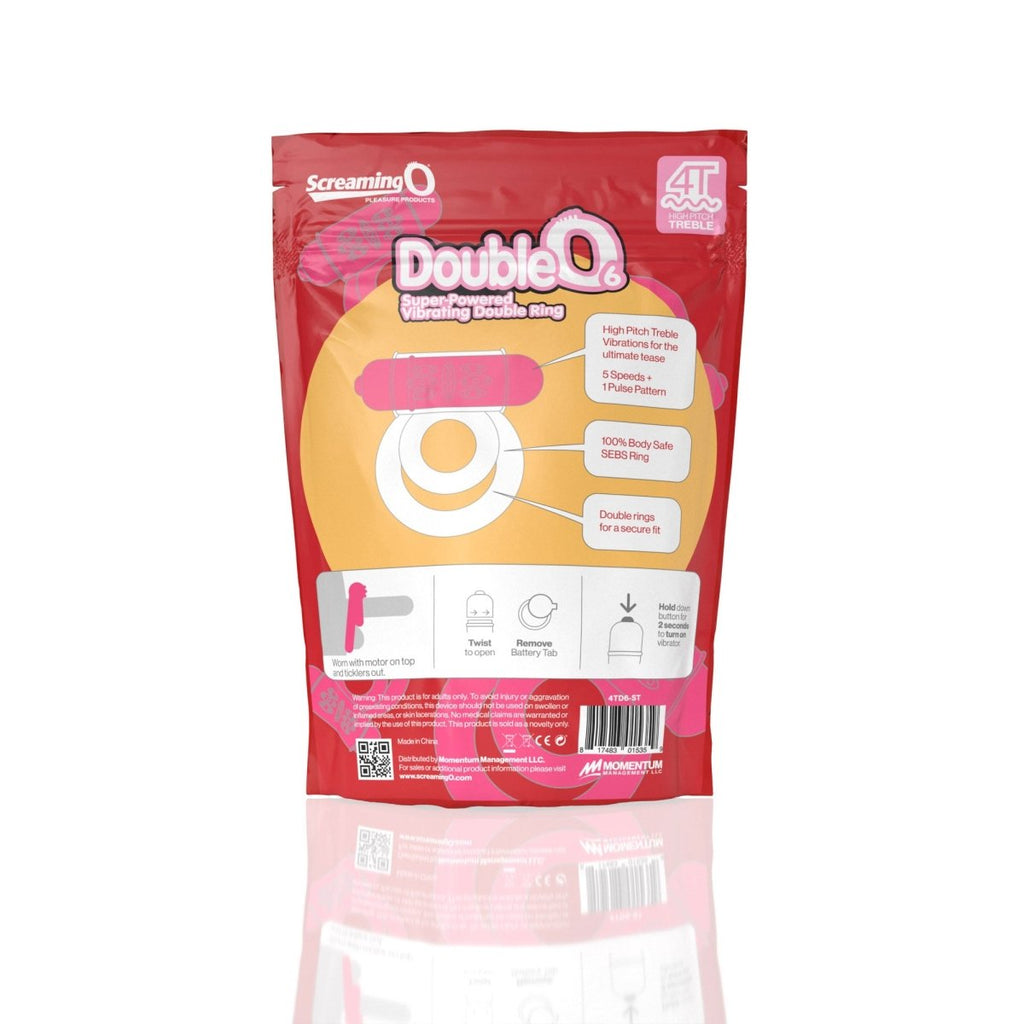 Screaming O 4t - Double O 6 Super Powered Vibrating Double Ring - Strawberry - TruLuv Novelties