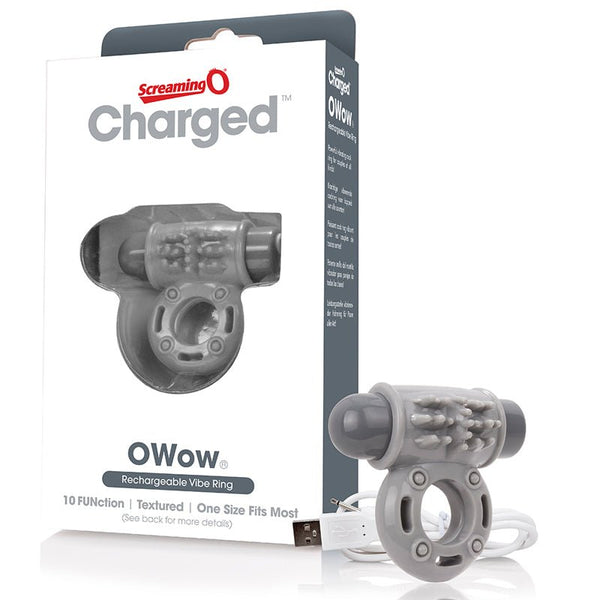 Screaming O Charged OWow Vooom Vibrating Cock Ring - Grey - TruLuv Novelties