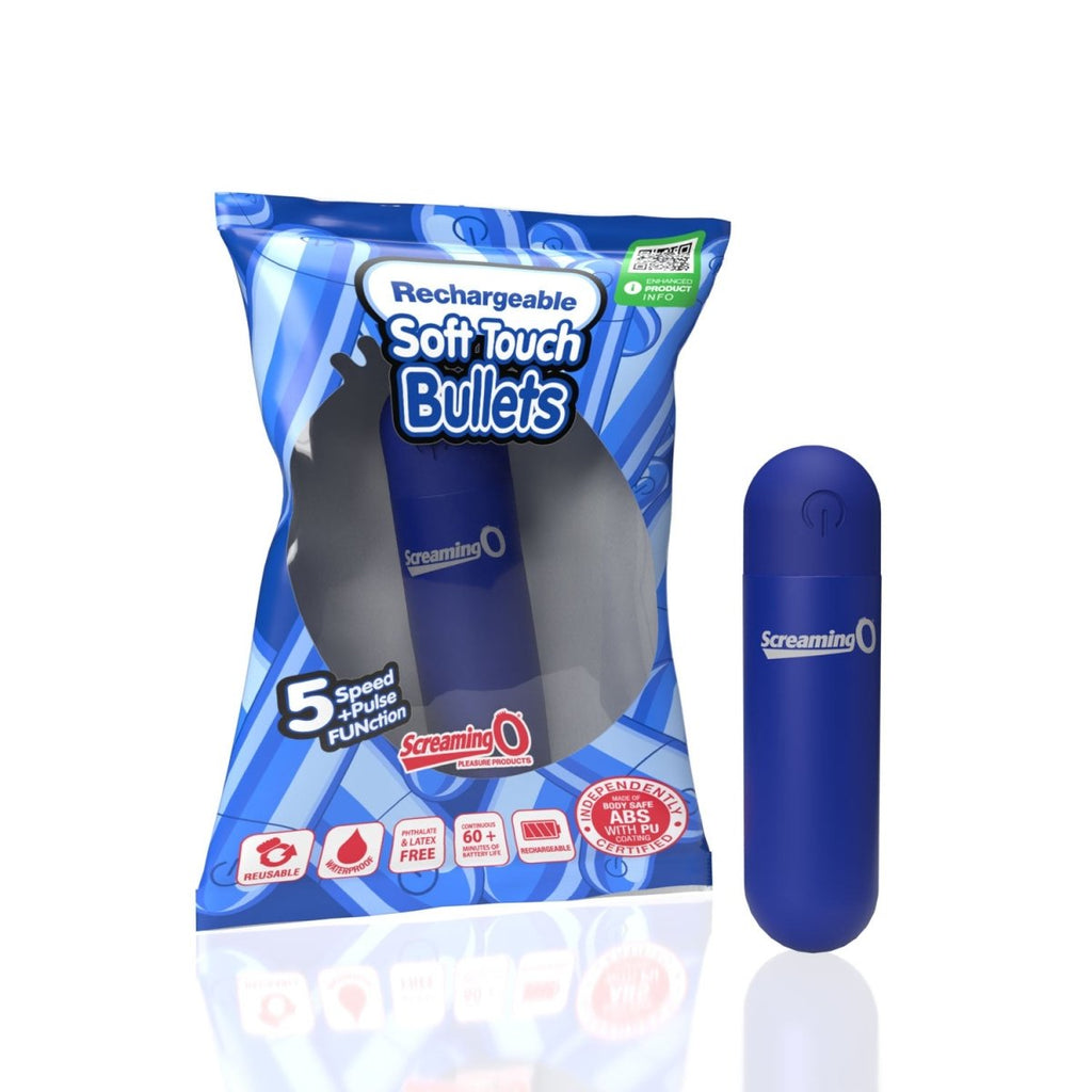 Screaming O Soft Touch Rechargeable Bullet - Blue - TruLuv Novelties