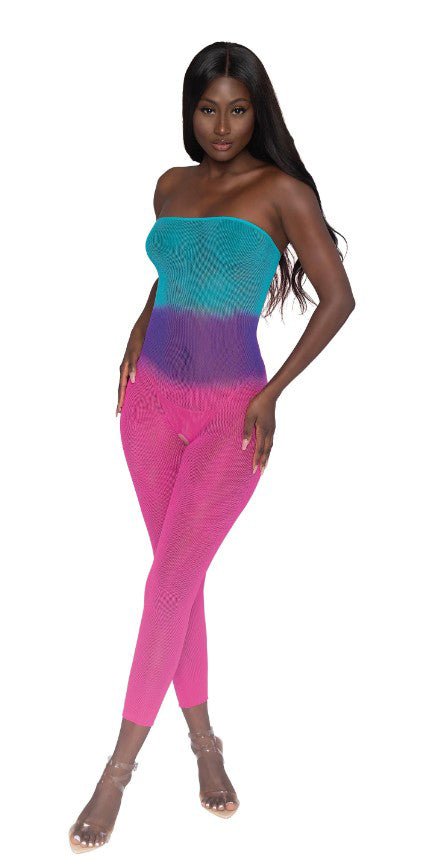 Seamless Mesh Bodystocking - Os - Neon Rainbow